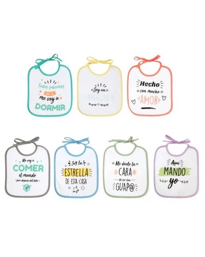 Juego de 7 baberos de Kiokids frases varias graciosas