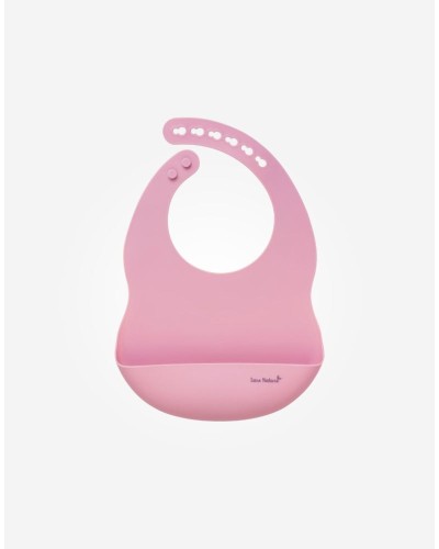 Babero de Silicona con Recogemigas Saro Nordic Rosa