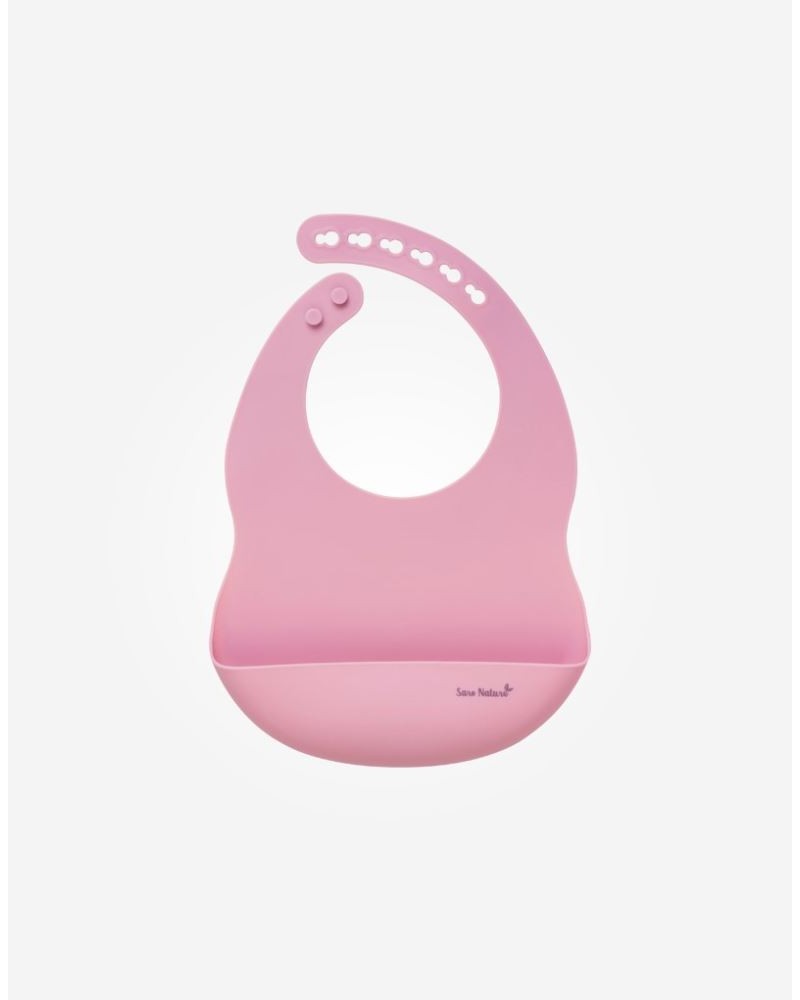 Babero de Silicona con Recogemigas Saro Nordic Rosa