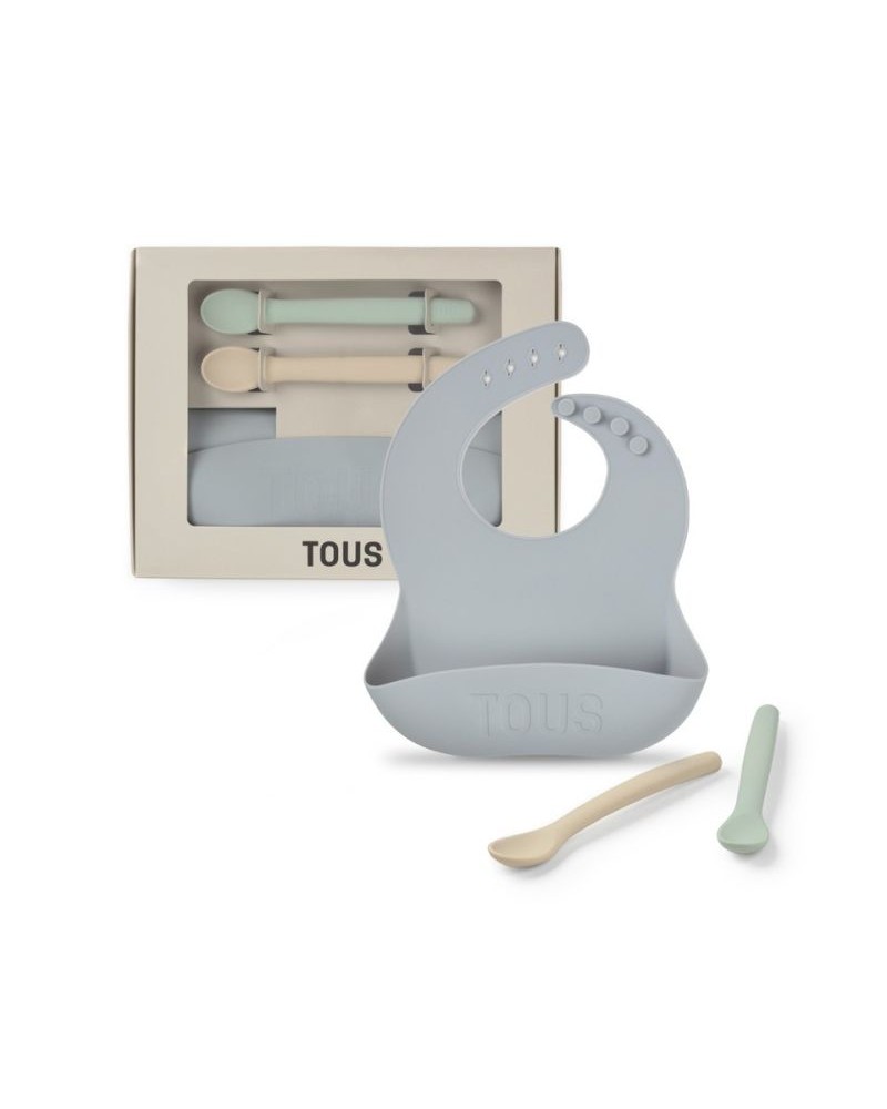 Set de Babero y Cucharas Celeste Tous