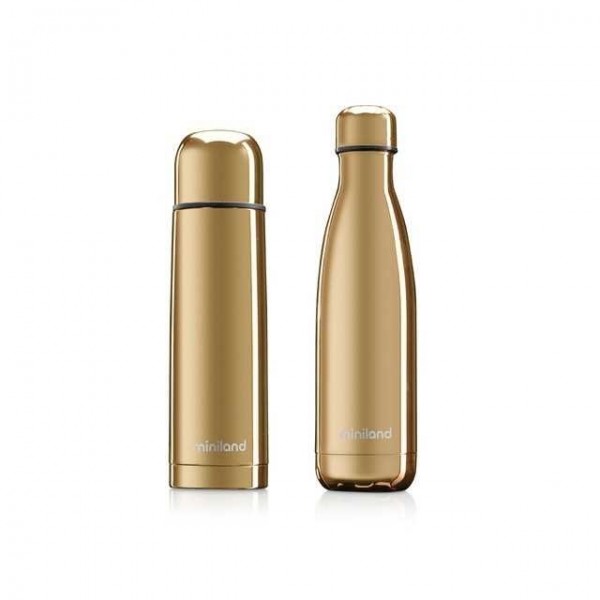 Set termo y botella Miniland Deluxe MyBaby&Me Gold 500ml.