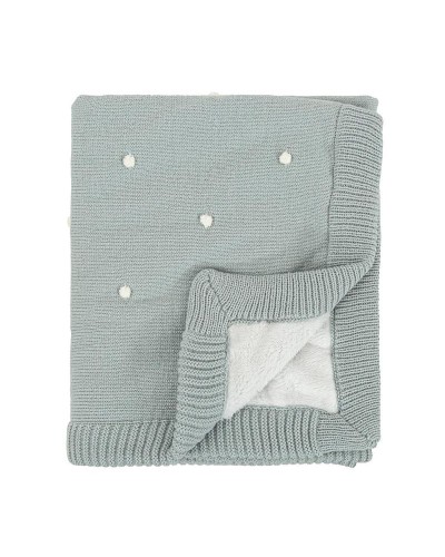 Manta Dots Tricot y Coral BimbiDreams Menta 80x100