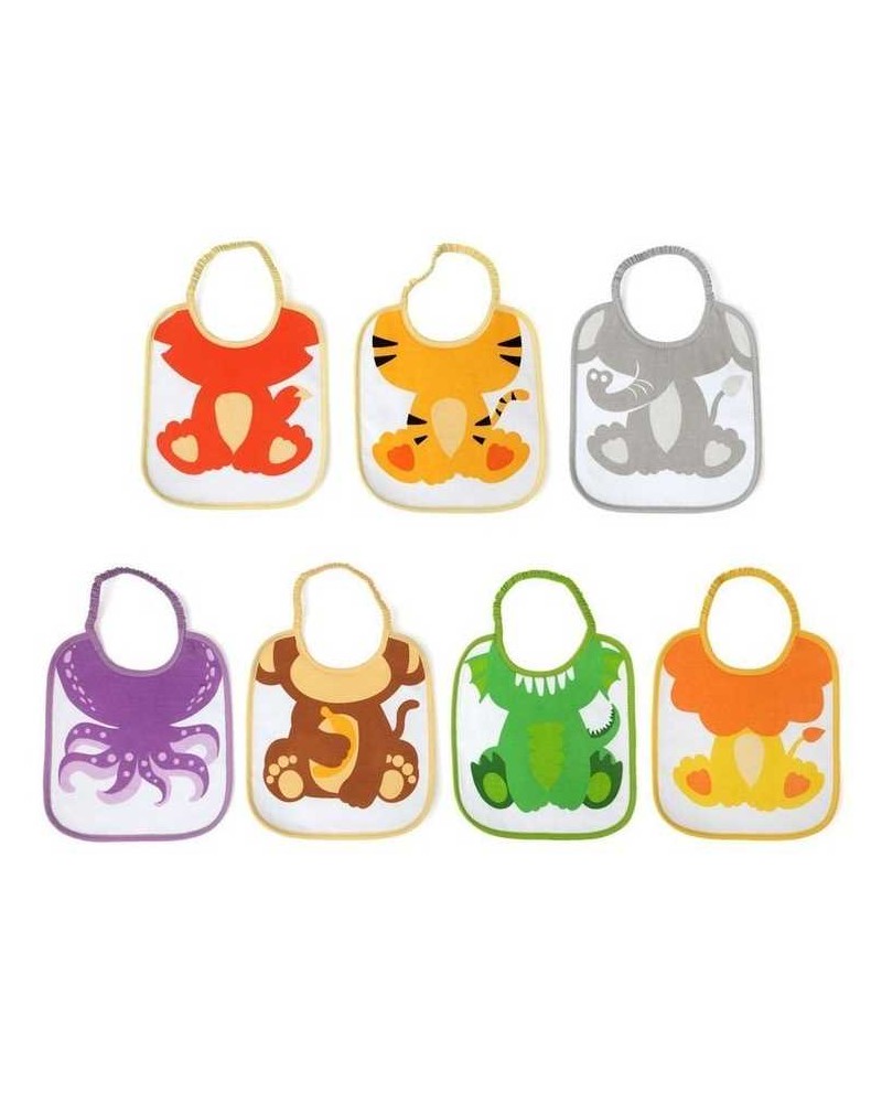 Juego de 7 Baberos Kiokids Animales Multicolores