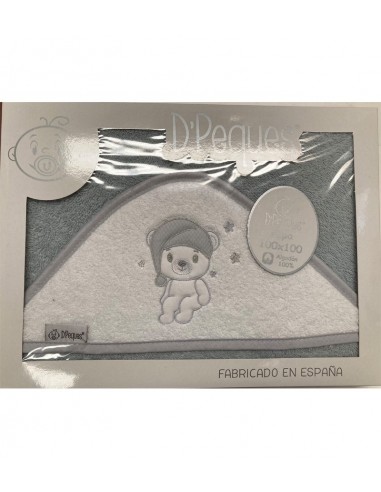 Capa de Baño D'Peques Osito Gorro Gris