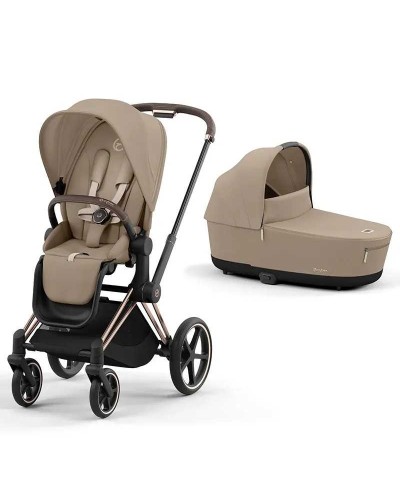 Cochecito Dúo Cybex Priam 2025 Cozy Beige Chasis Rosegold